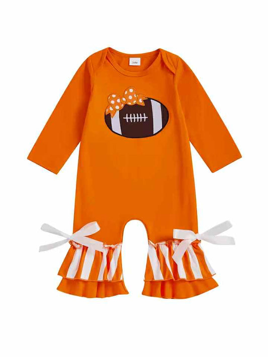 Orange Football Romper