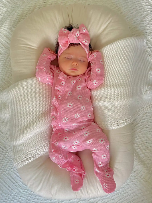 Pink Waffle Knit Sleeper