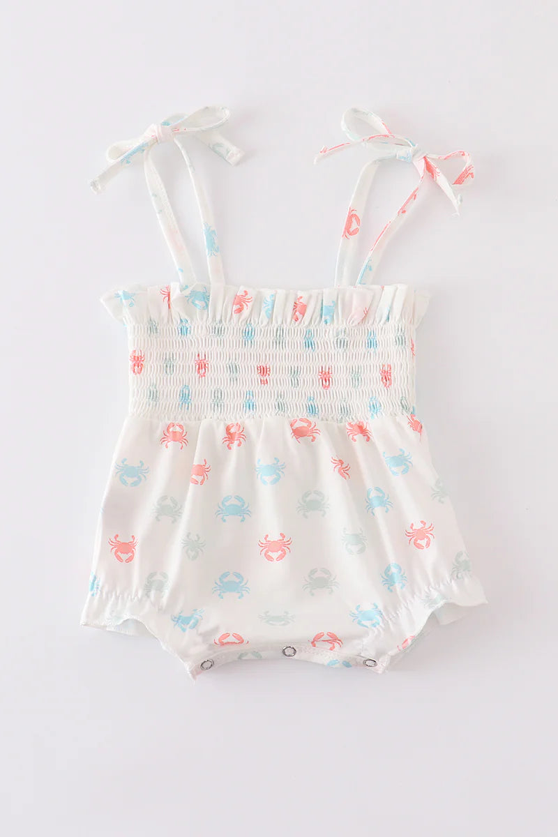 Crab Print Smocked Bubble