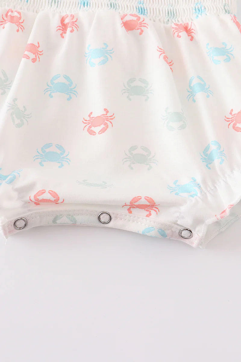 Crab Print Smocked Bubble