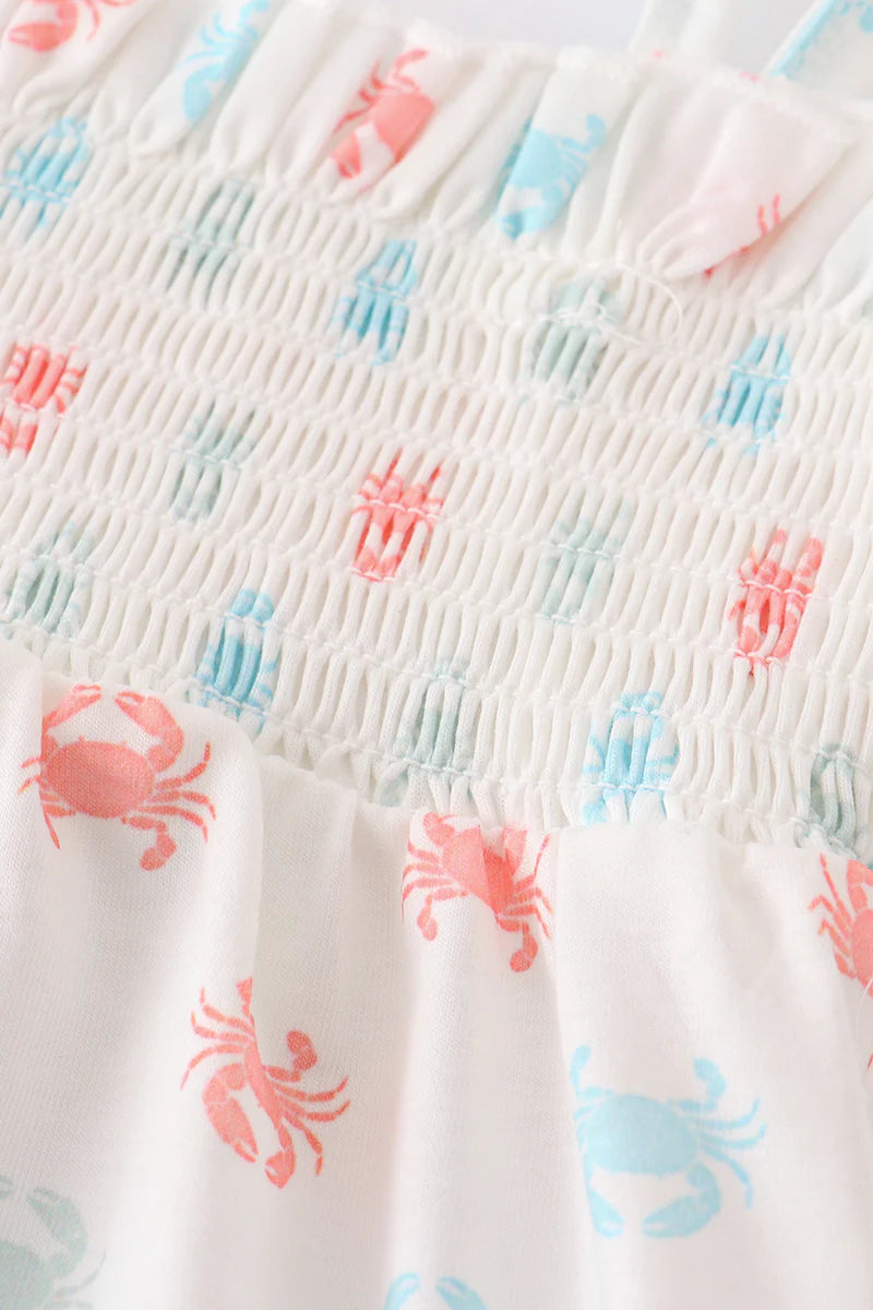 Crab Print Smocked Bubble
