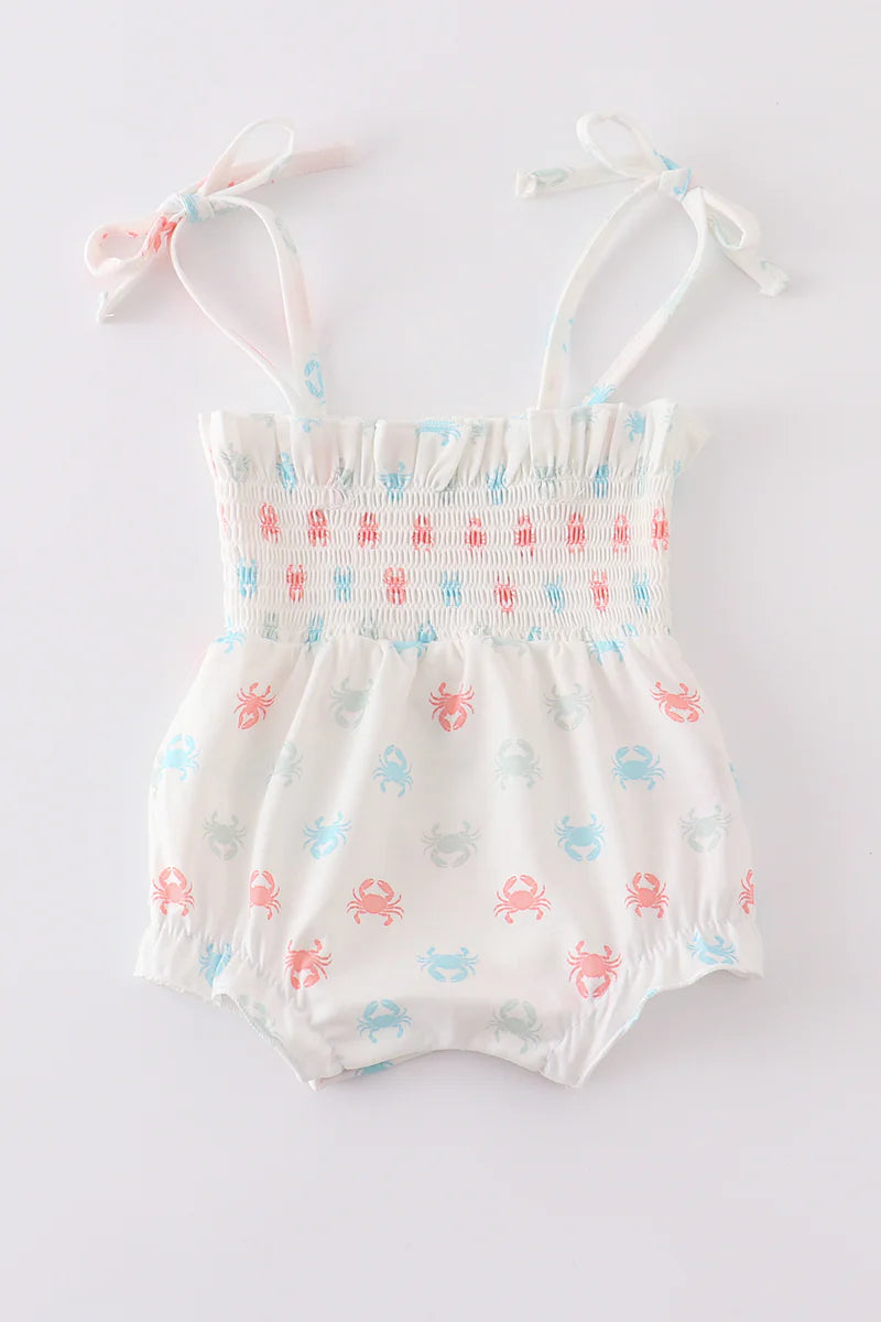 Crab Print Smocked Bubble