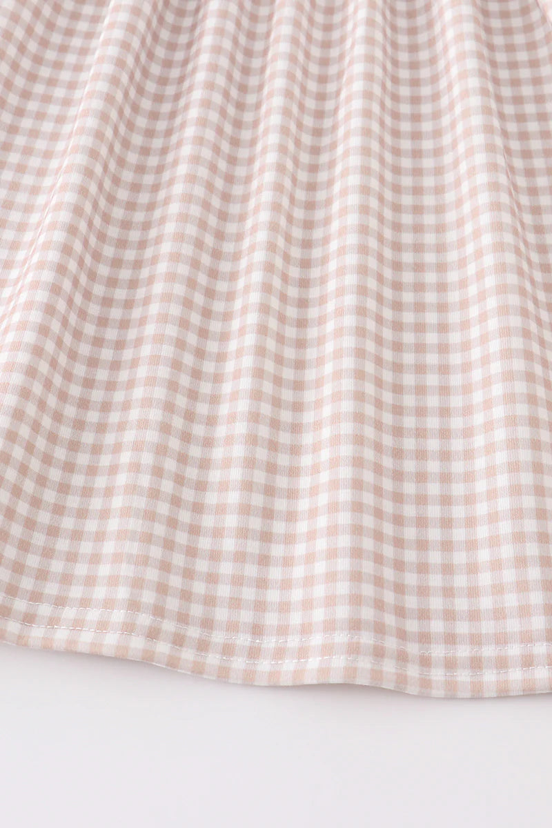 Plaid Pumpkin Embroidered Dress