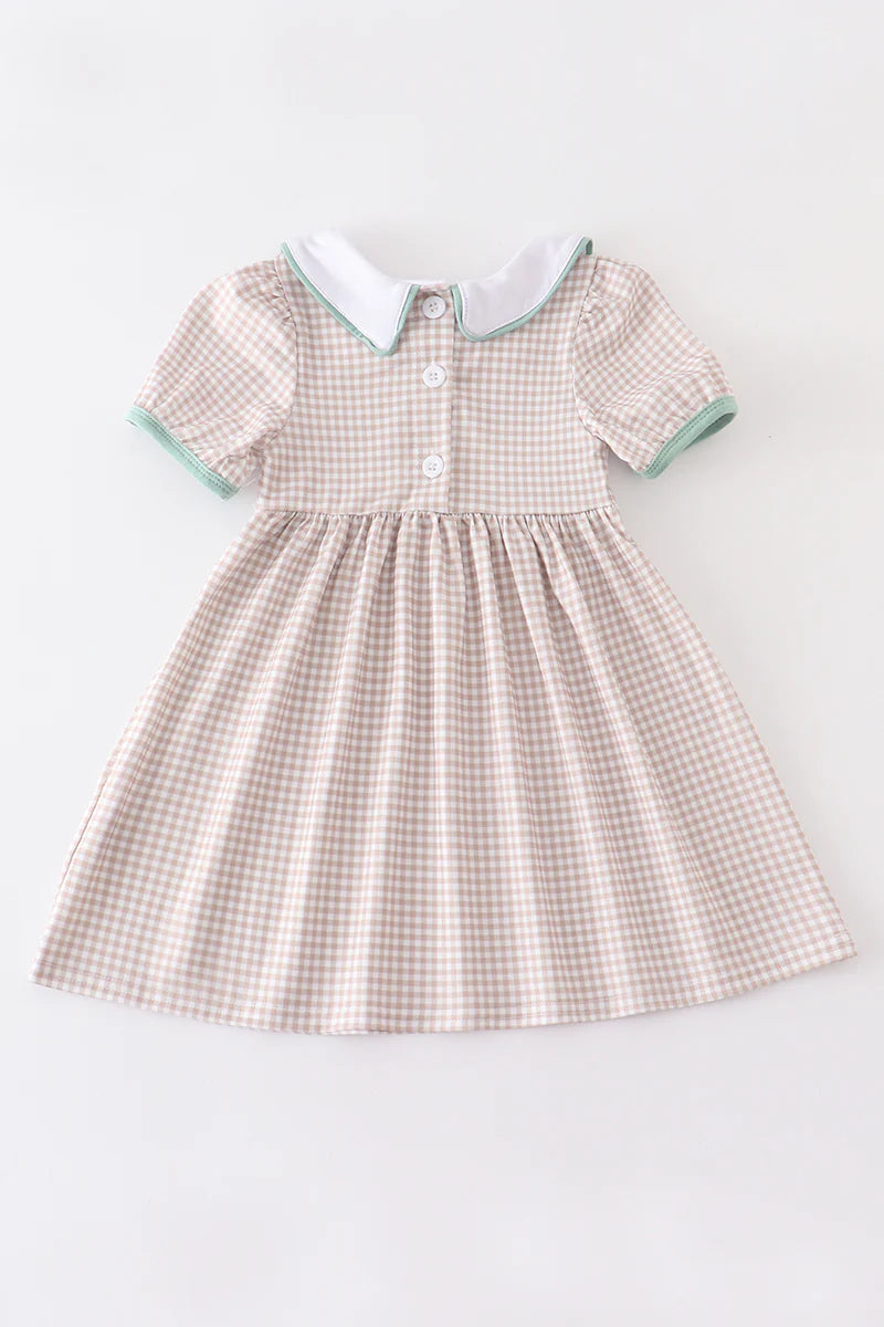 Plaid Pumpkin Embroidered Dress