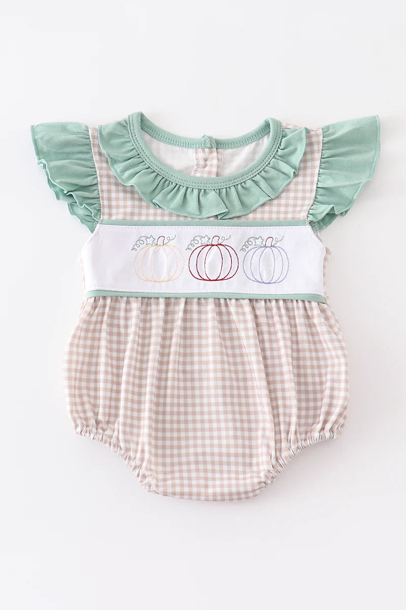 Plaid Pumpkin Embroidered Bubble