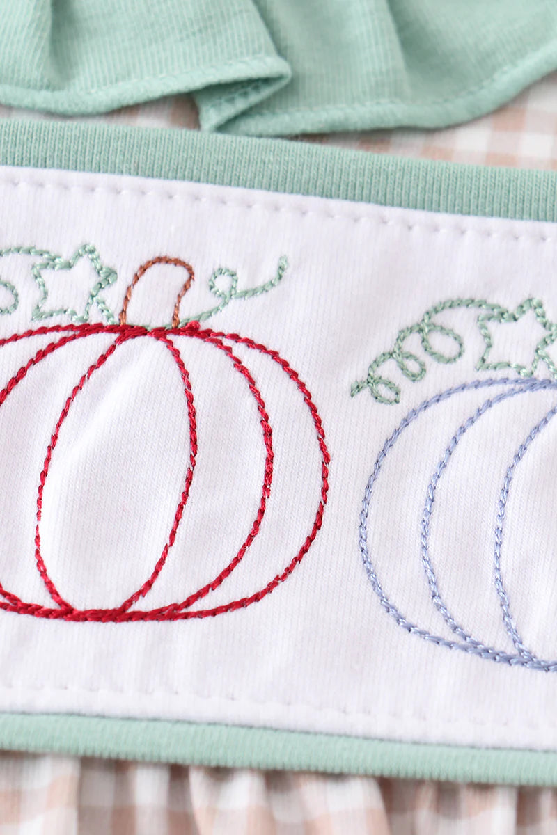 Plaid Pumpkin Embroidered Bubble