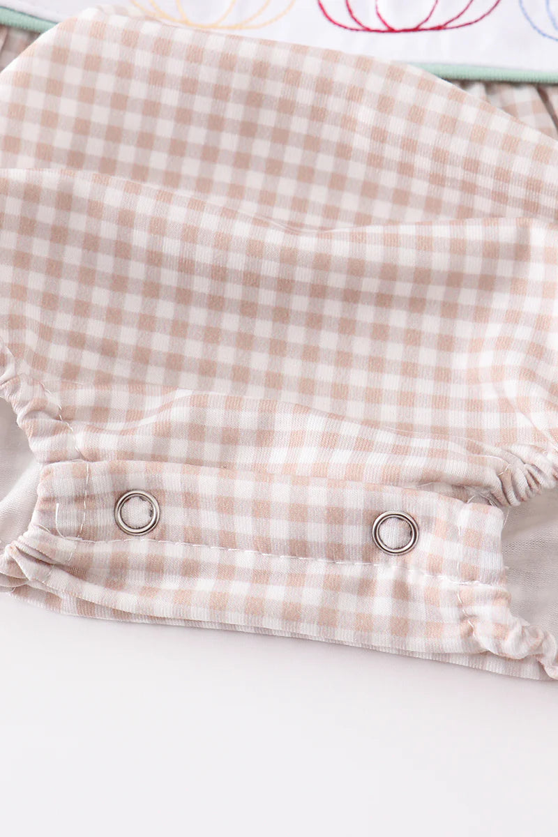 Plaid Pumpkin Embroidered Bubble