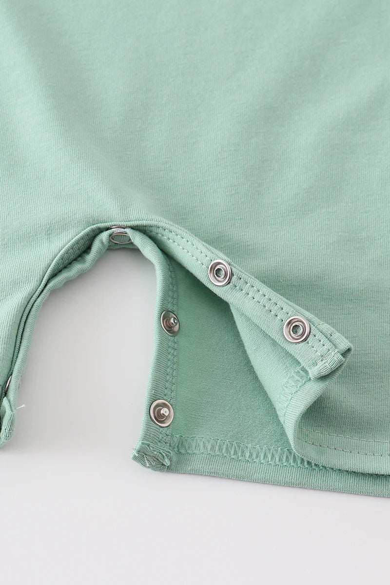 Sage Pumpkin Embroidered Romper