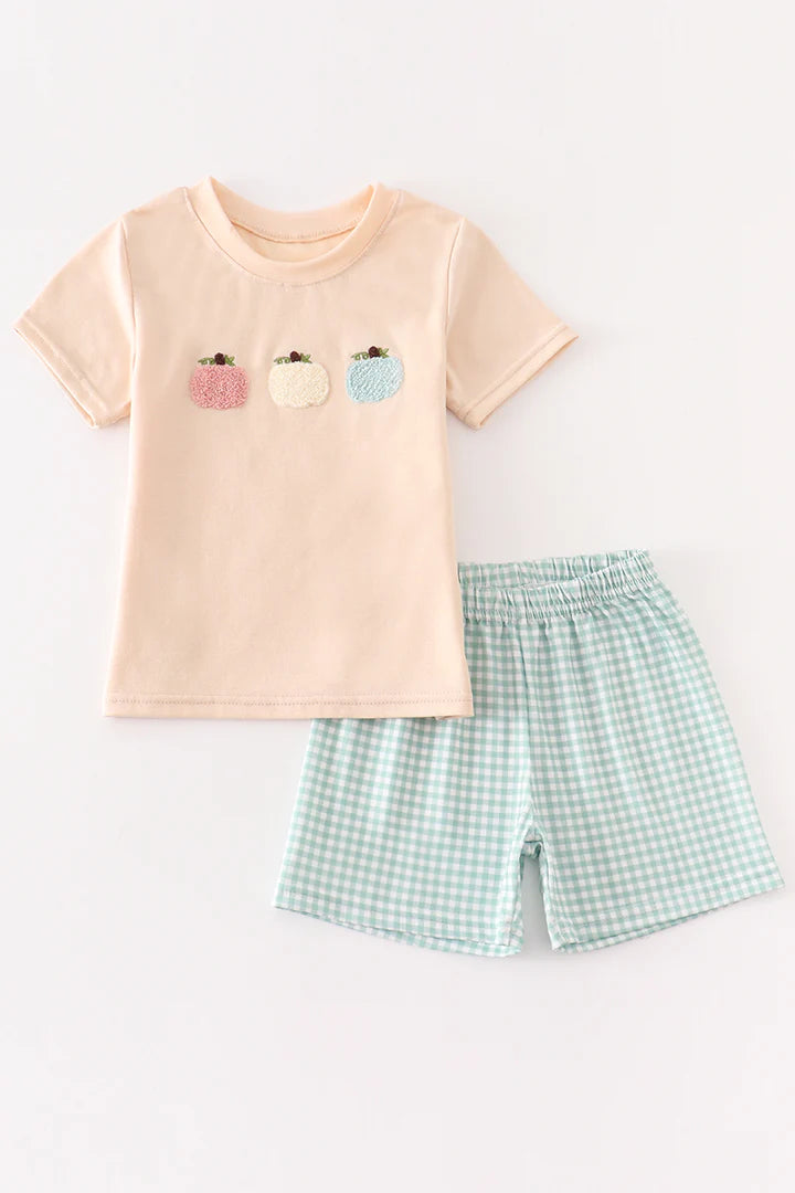 French Knot Pumpkin Shorts Set