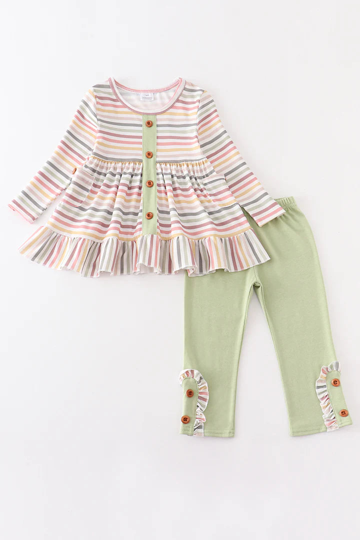 Striped Pocket Ruffle Set