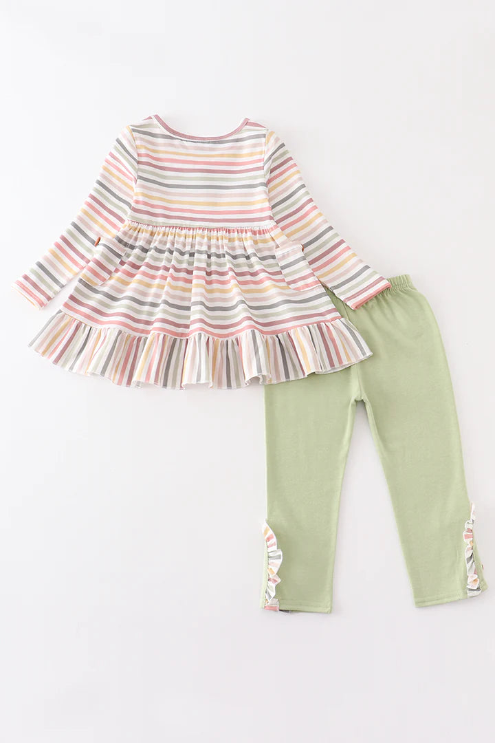 Striped Pocket Ruffle Set