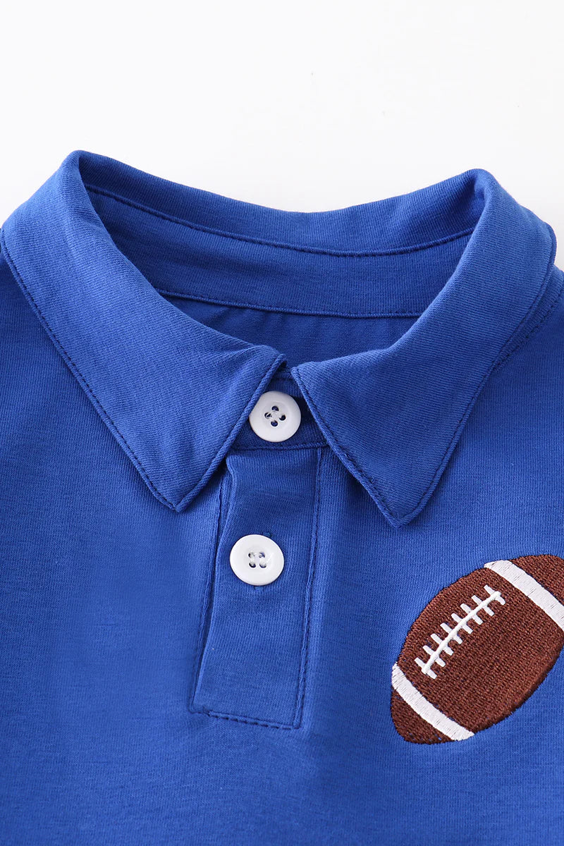 Blue Football Embroidered Polo