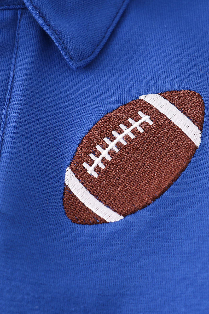 Blue Football Embroidered Polo