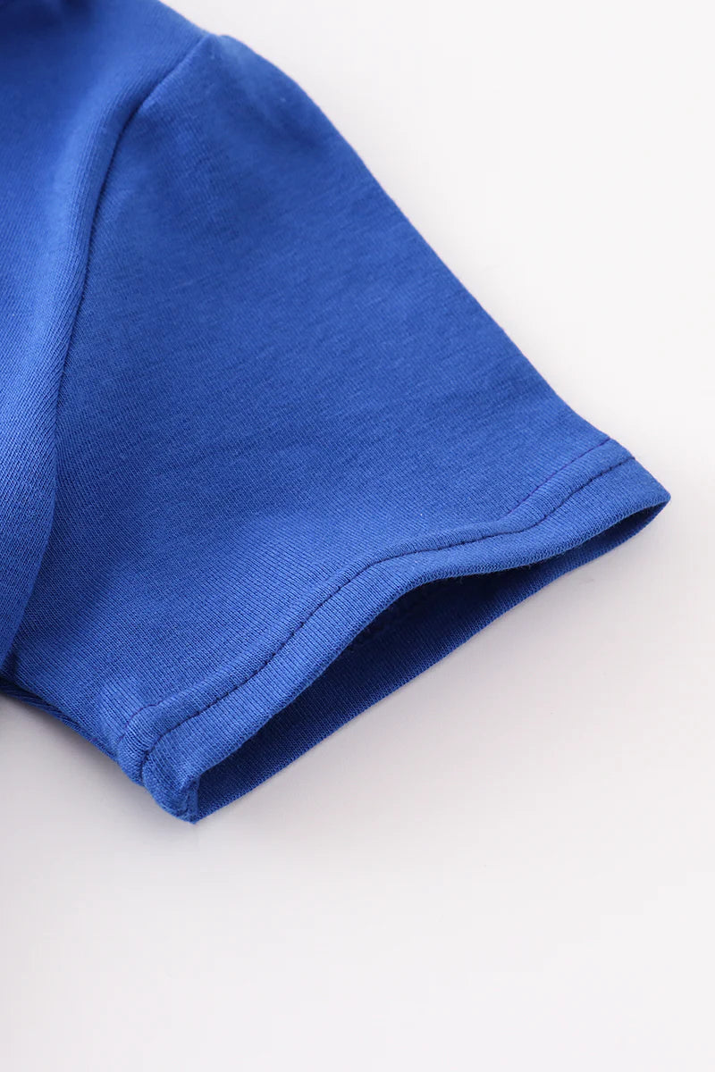 Blue Football Embroidered Polo