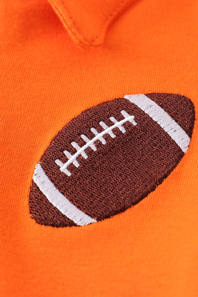 Orange Football Embroidered Polo