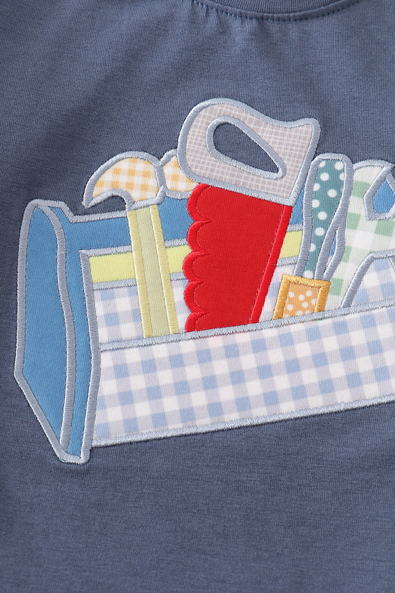 Blue Toolbox Applique Bubble