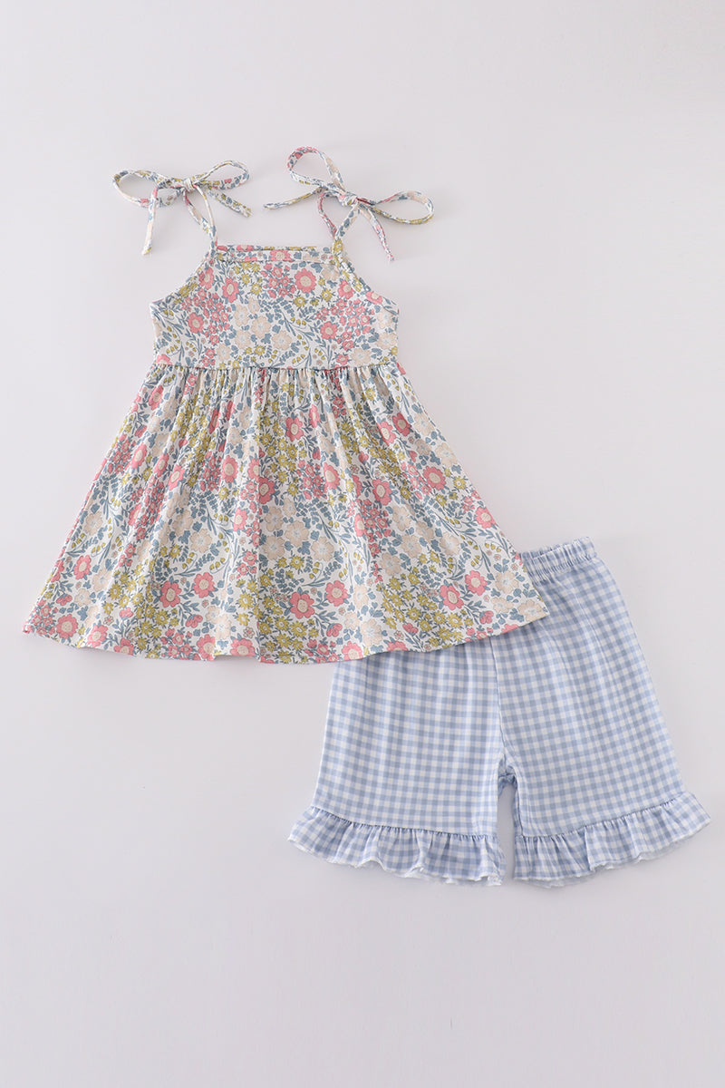 Gingham Wildflower Shorts Set