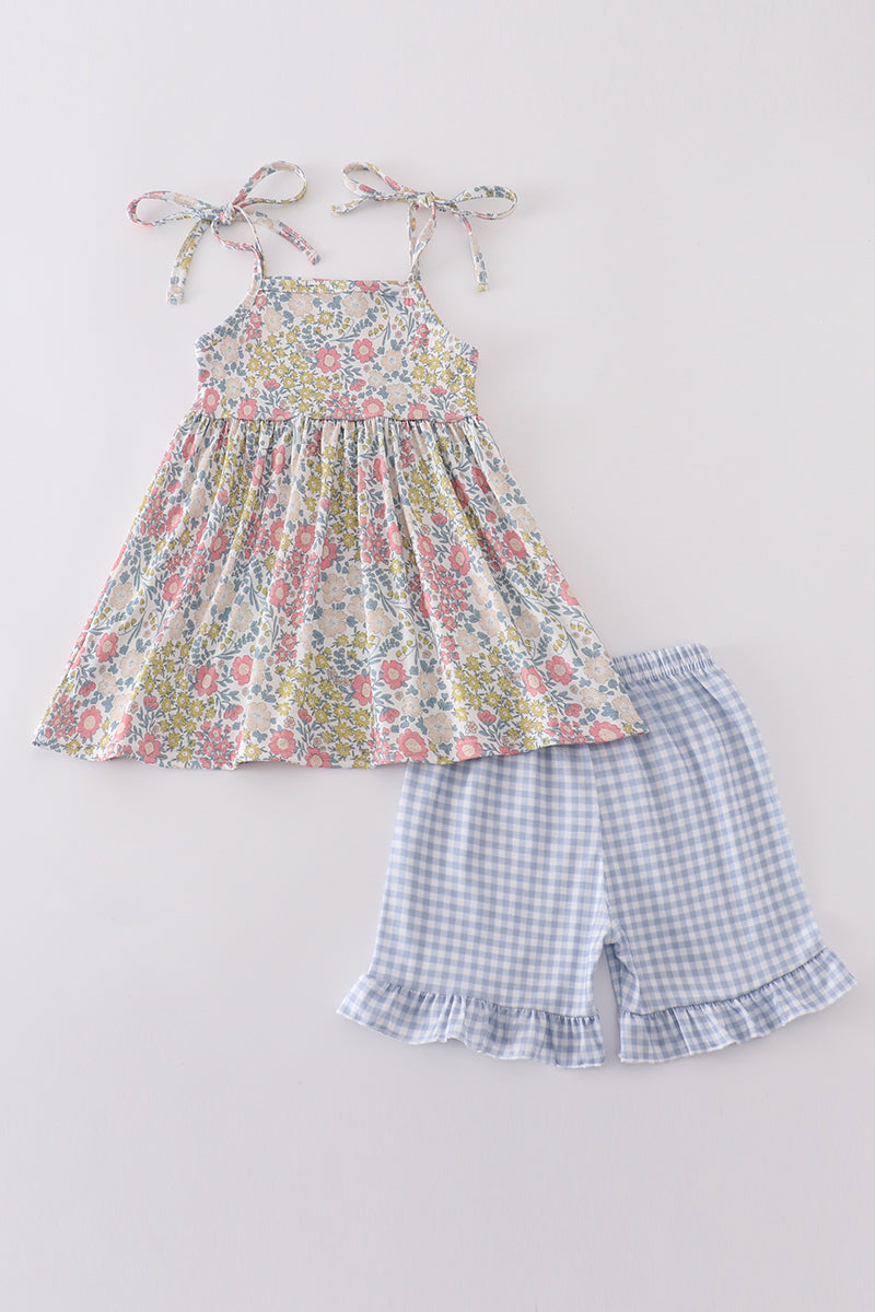 Gingham Wildflower Shorts Set