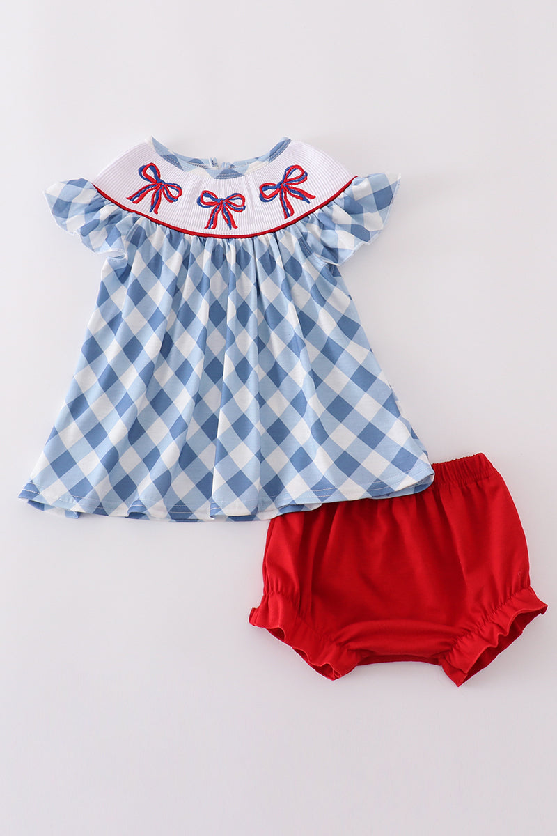 Smocked RWBows Bloomer Set