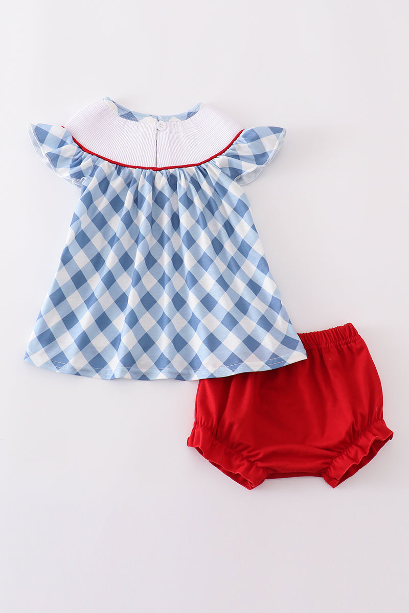 Smocked RWBows Bloomer Set