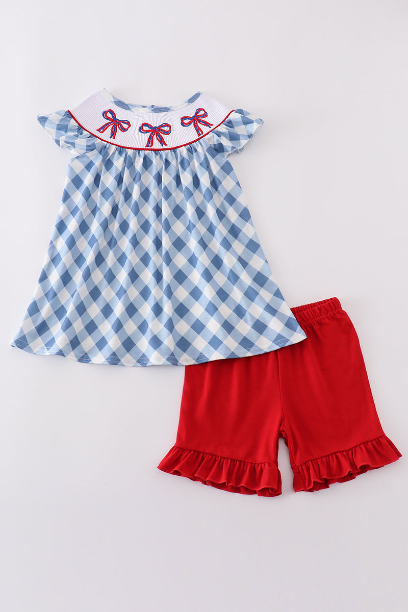 Smocked RWBows Shorts Set