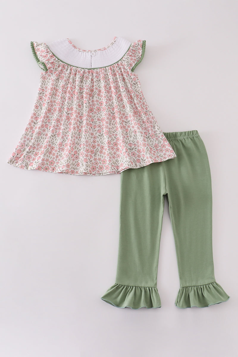 Floral Pumpkin Smocked Set