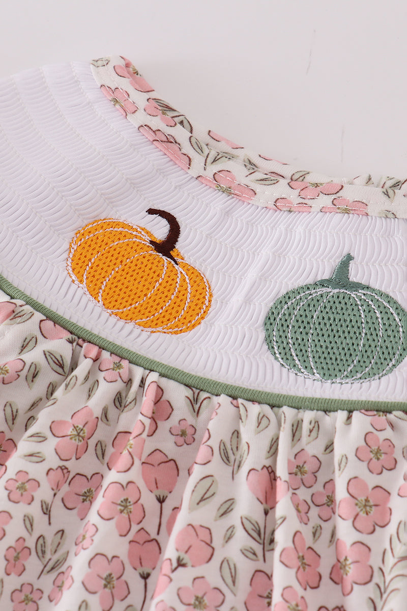 Floral Pumpkin Smocked Set