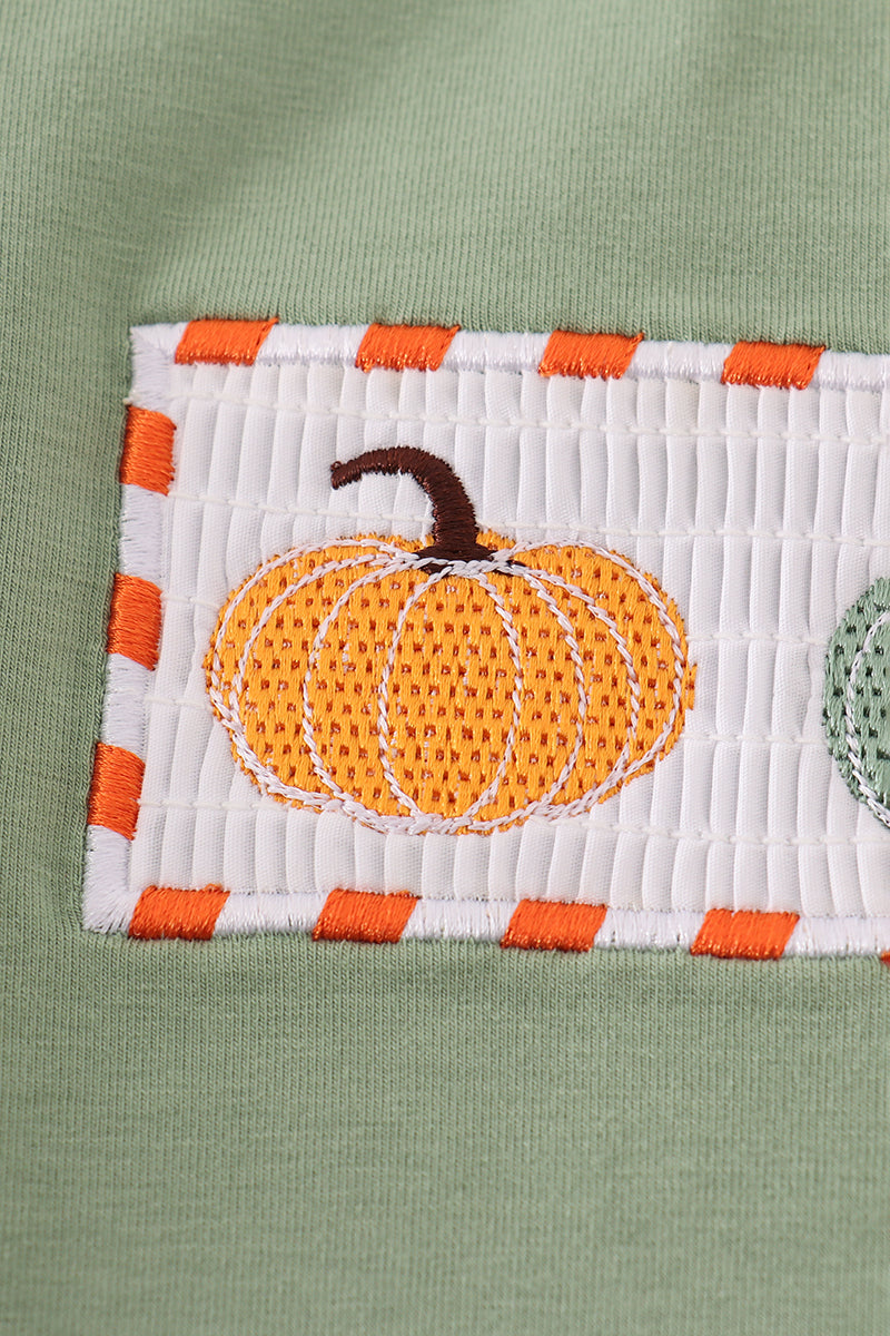 Green Pumpkin Smocked Tee