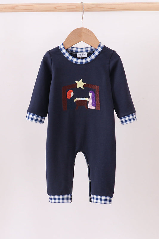 Boys Navy Nativity Romper