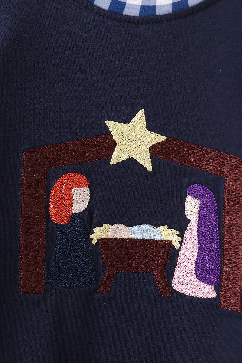 Boys Navy Nativity Romper