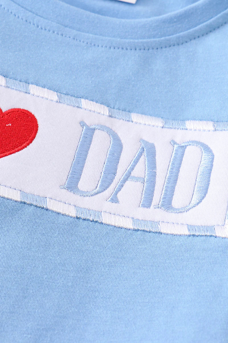 I Love Dad Embroidered Shorts Set