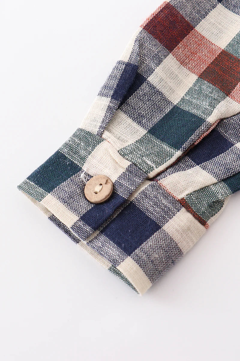 Vintage Plaid Button Down Romper