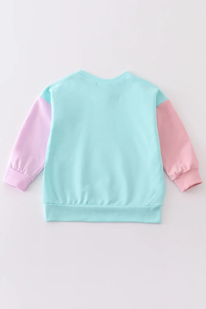Mint Pink Colorblock Sweatshirt
