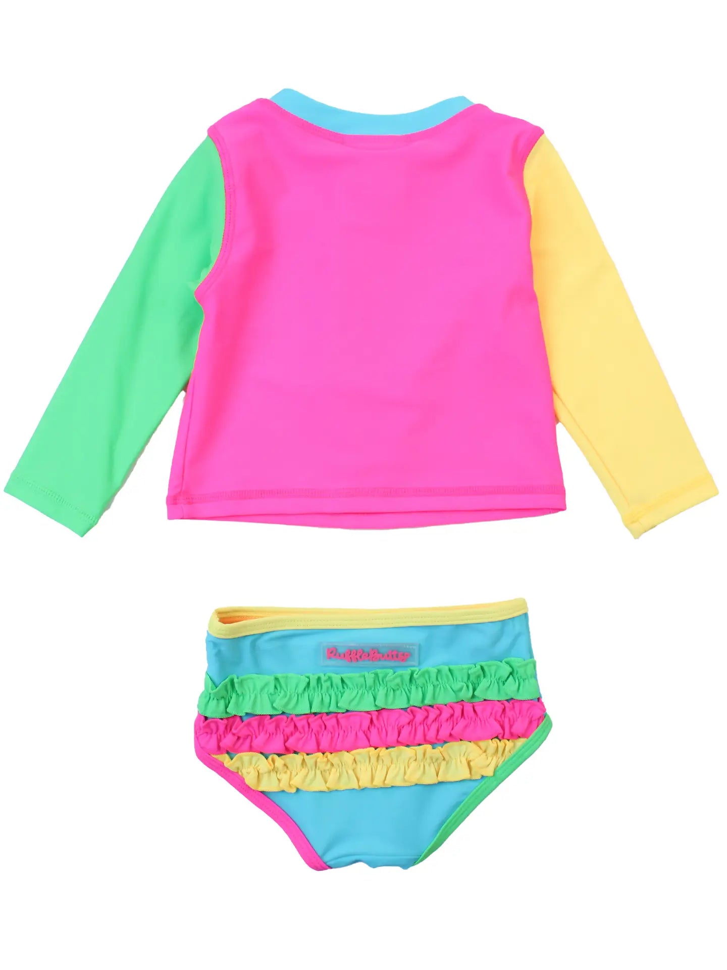 Neon 2pc Ruffled Rash Guard