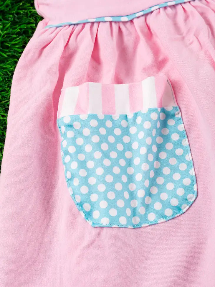 Apple Applique Polka Dot Dress