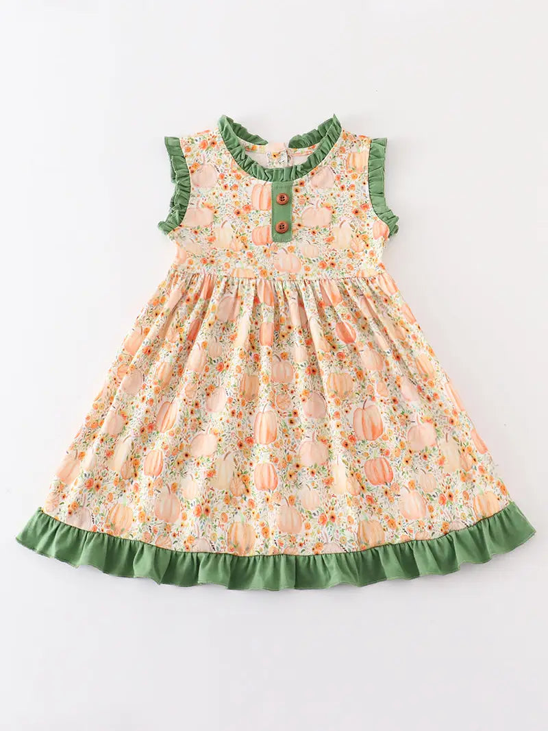 Green Ruffle Pumpkin Dress