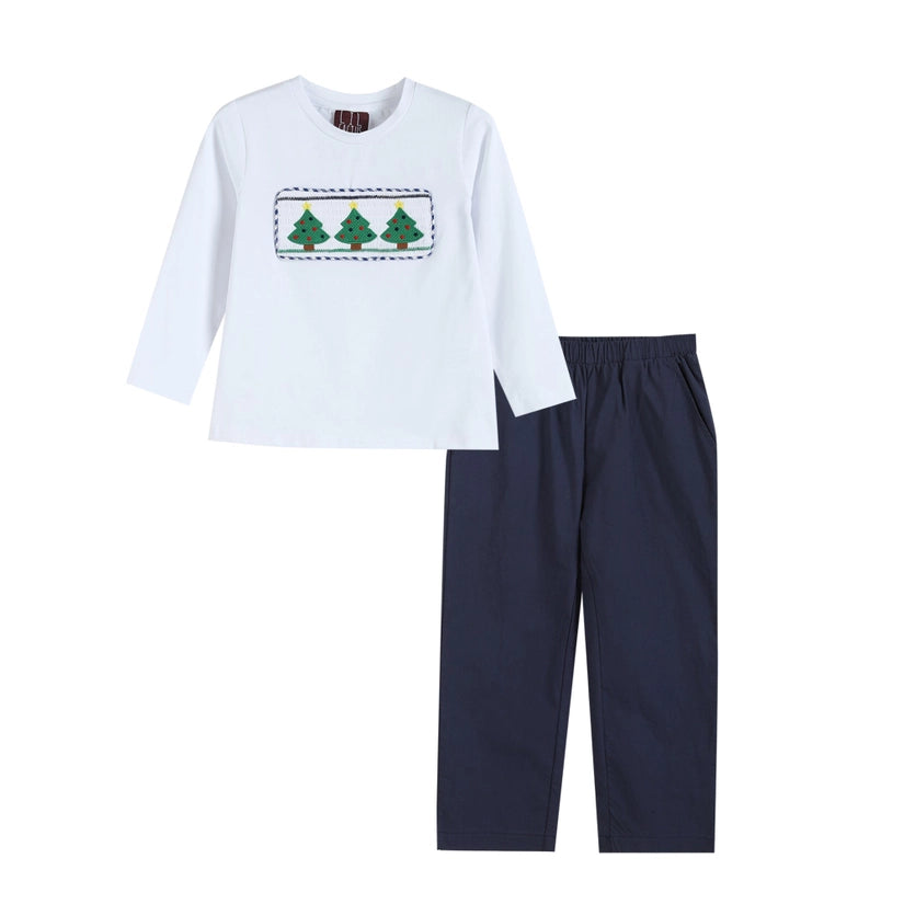 Navy & White Christmas Tree Set