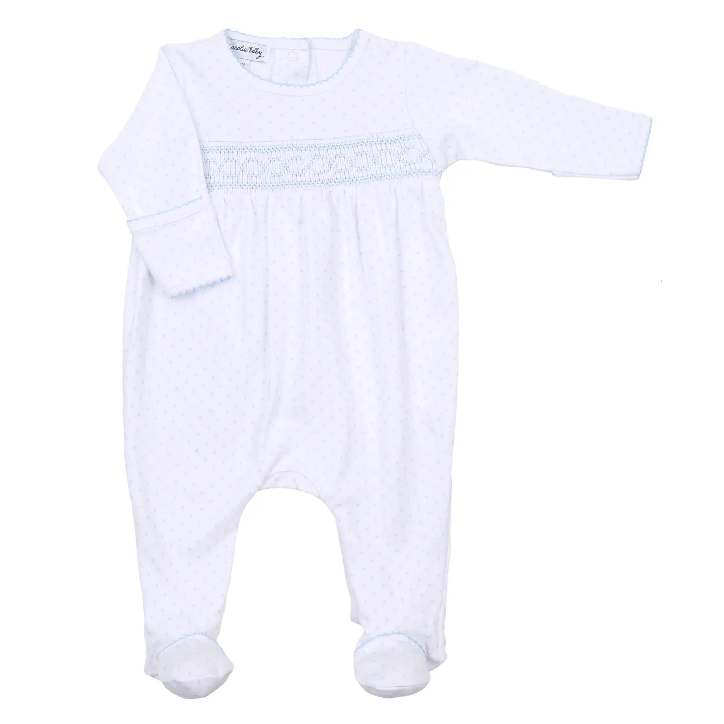 Blue Dots Smocked Footie