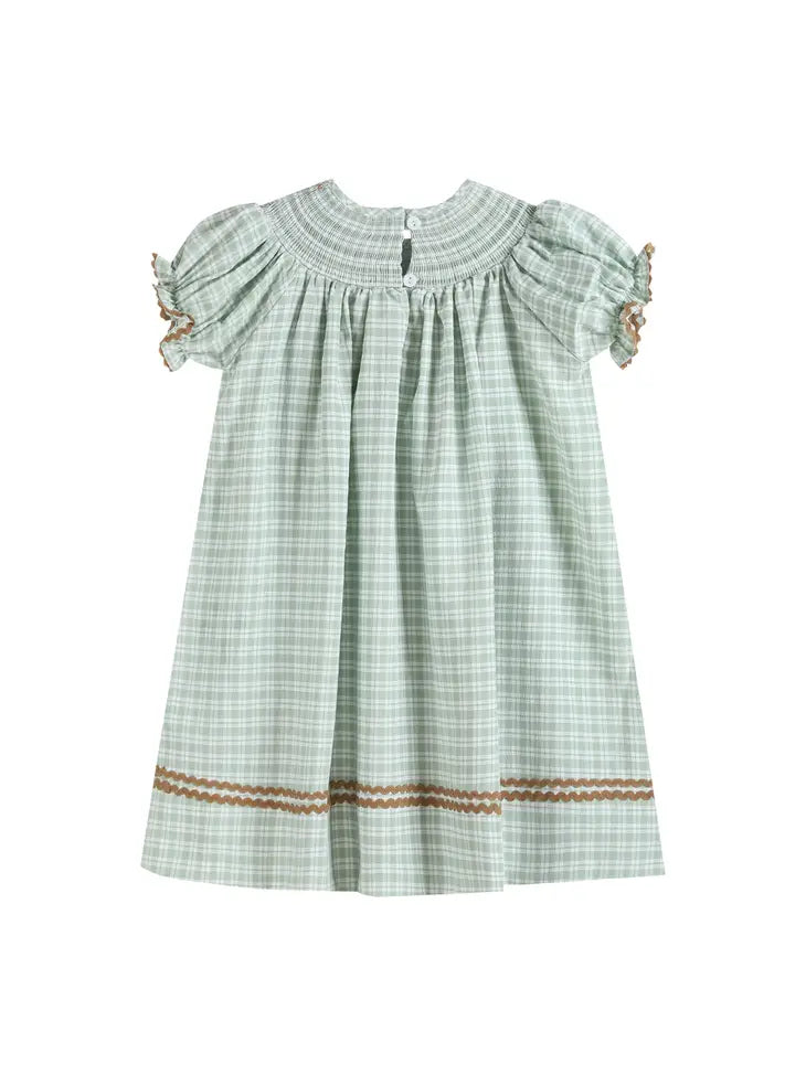 Sage Smocked Pumpkin Bishop Dress