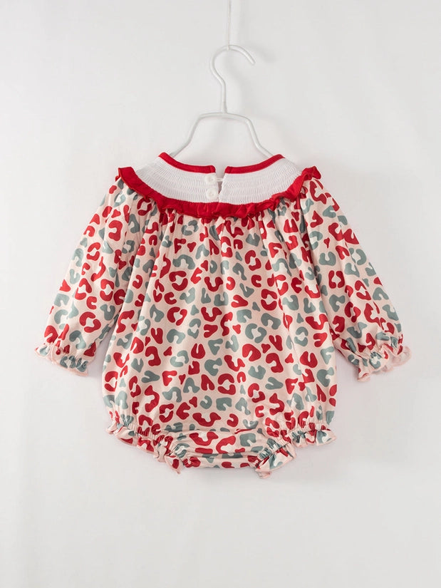 Red Green Leopard Smocked Bubble