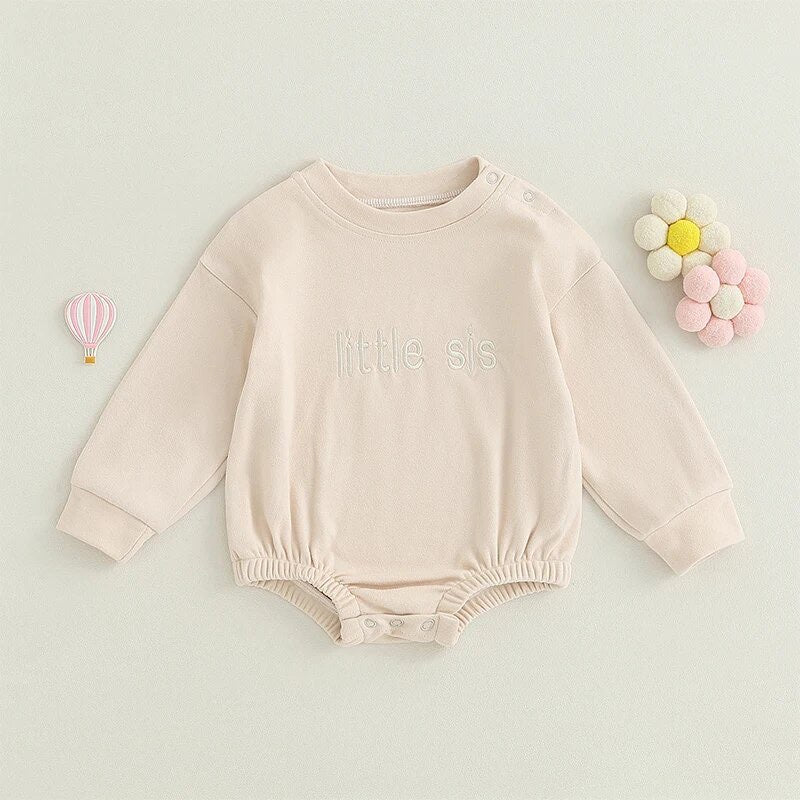 Little Sis Embroidered Sweatshirt Bubble