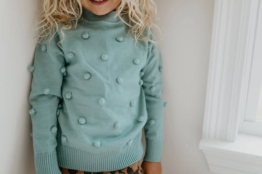 Teal PomPom Sweater