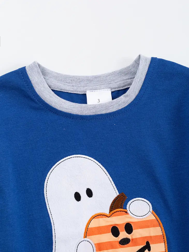 Pumpkin Ghost Applique Top
