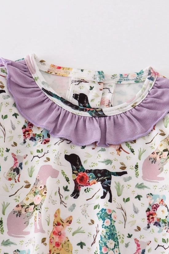 Puppy Print Ruffle Bubble