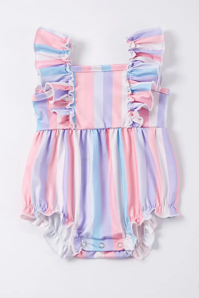 Multicolored Stripe Ruffle Romper
