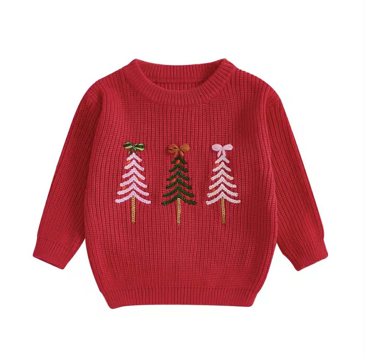Knit Bow Trees Sweater