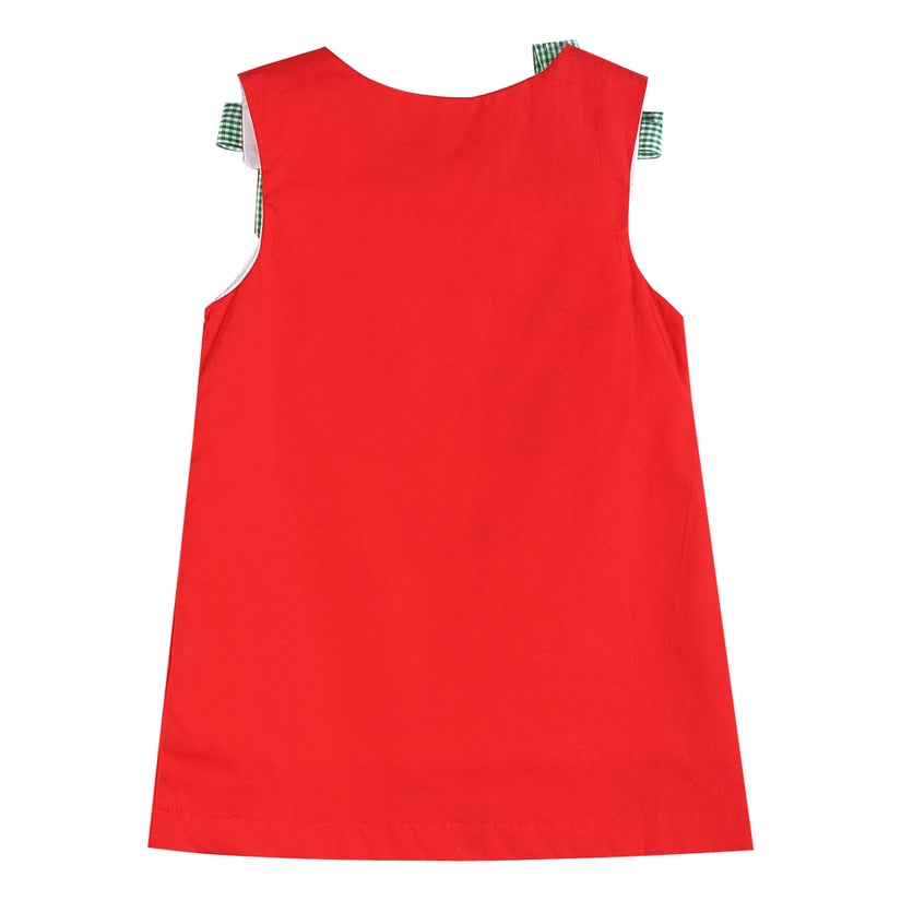 Red Swing Dress with Pompom Reindeer