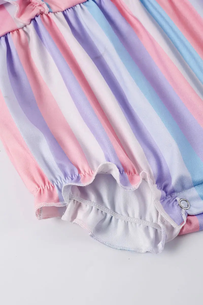 Multicolored Stripe Ruffle Romper