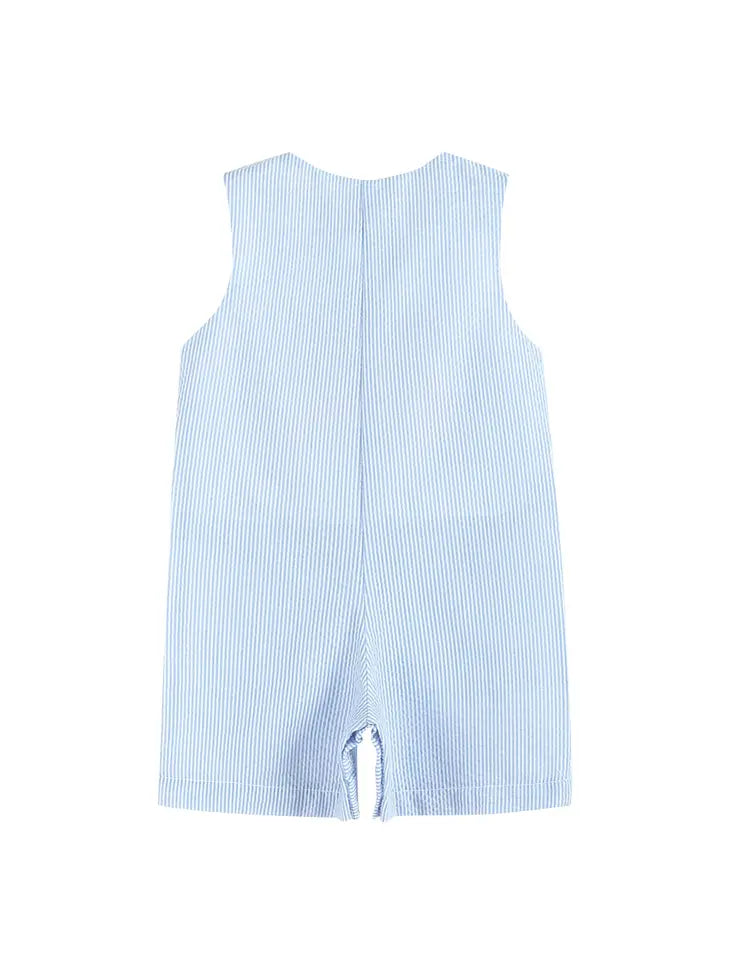Blue Seersucker Pumpkin Shortalls
