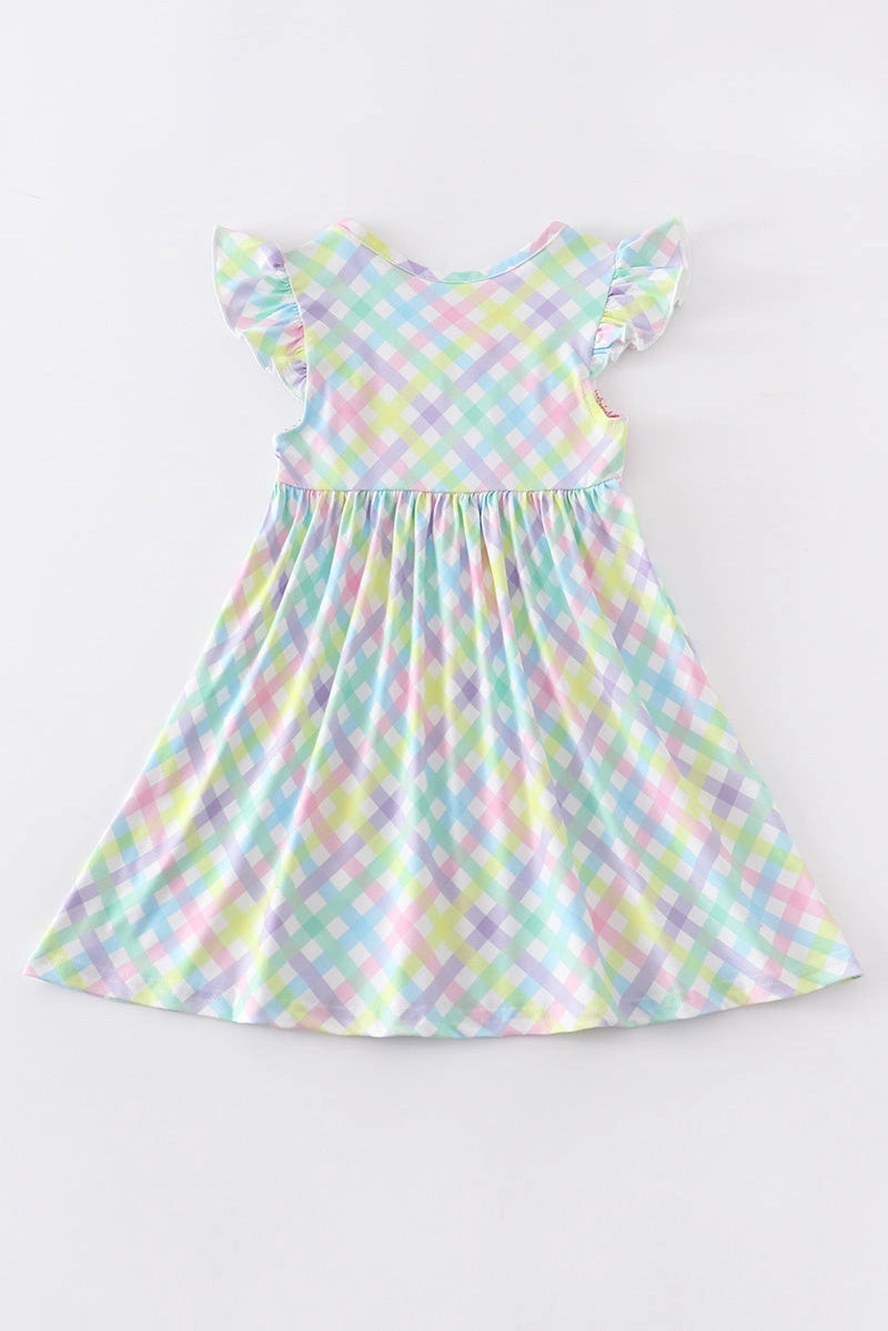 Rainbow Plaid Smocked Dress